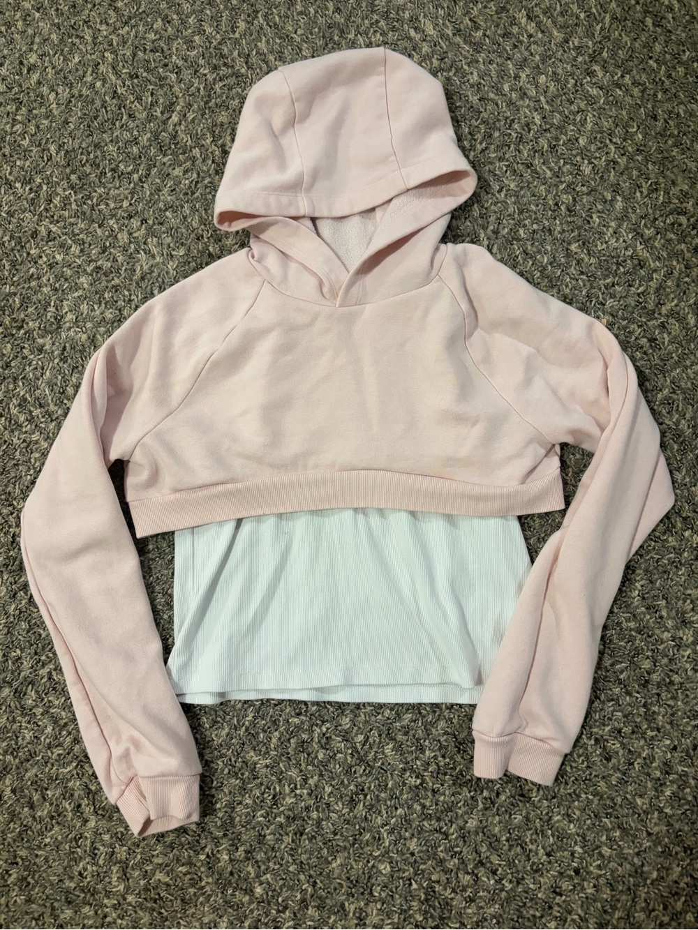 SO Light Pink Cropped Crew-Neck Hoodie Sweater